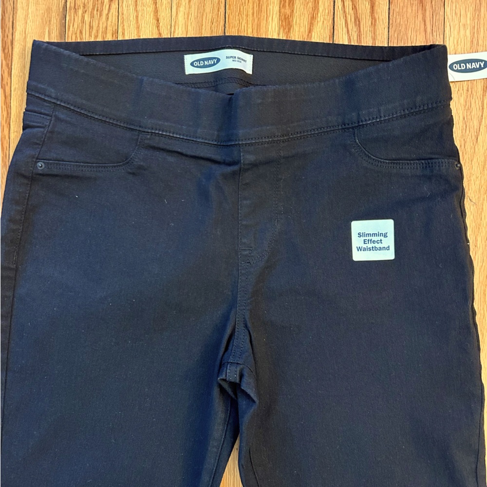 Old Navy 14 LONG Super Skinny Mid-Rise Black Pants w/ Slimming Effect Wa…